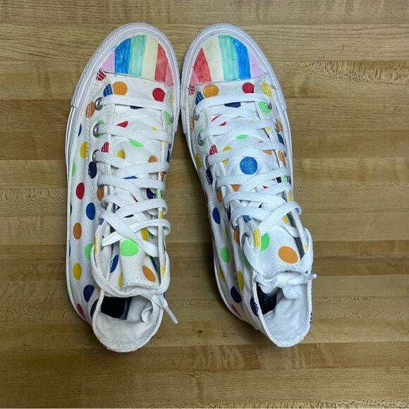 Converse X Miley Cyrus CTAS Hi Pride Size 7.5 Rainbow Polka Dot Canvas 162252C - Picture 6 of 9